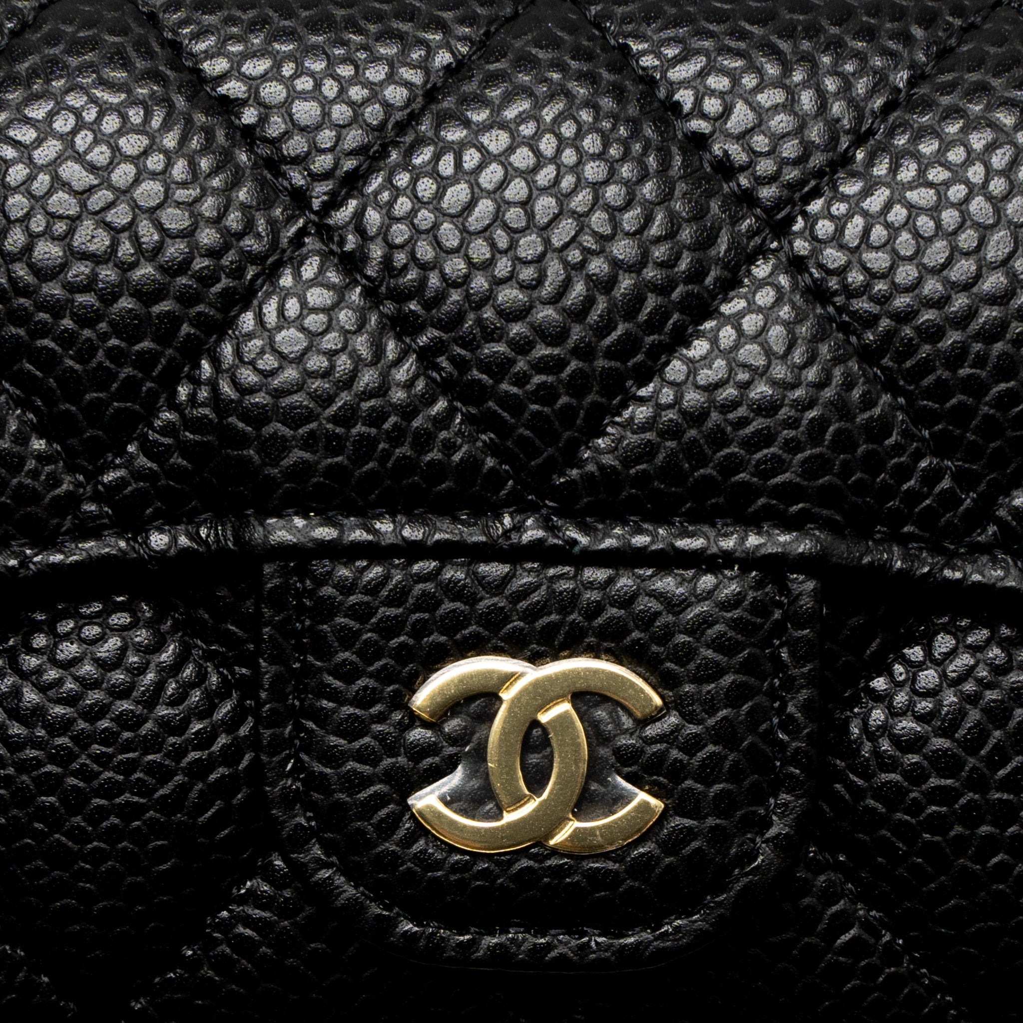 CHANEL CLASSIC FLAP CARD HOLDER CAVIAR BLACK GHW (MICROCHIP)