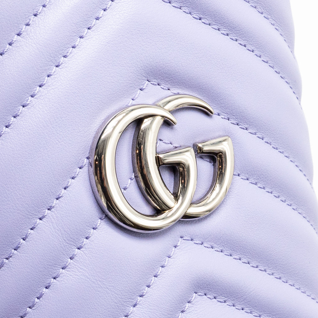 GUCCI GG MARMONT BUCKET BAG CALFSKIN LIGHT PURPLE SHW