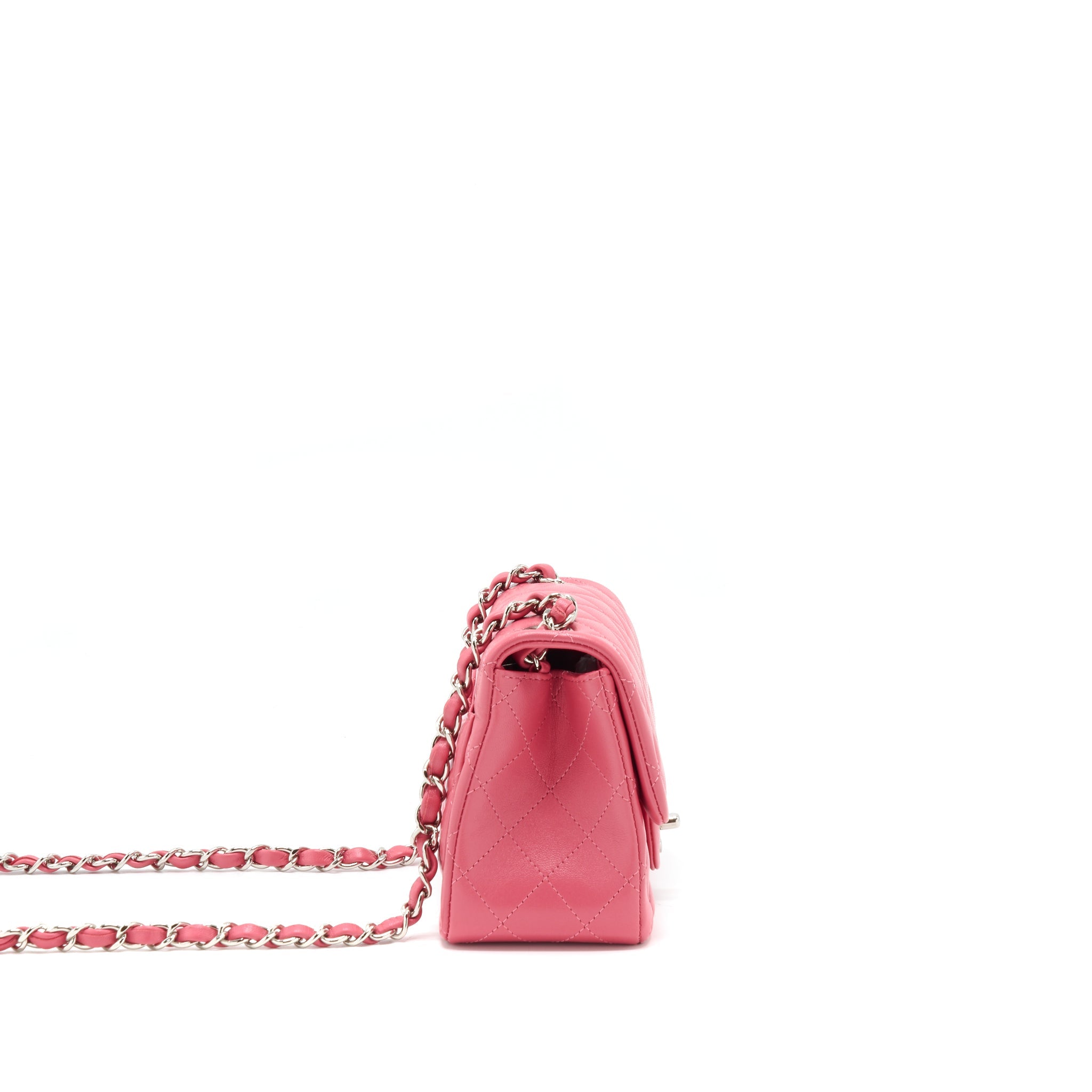 CHANEL MINI SQUARE FLAP BAG LAMBSKIN PINK SHW