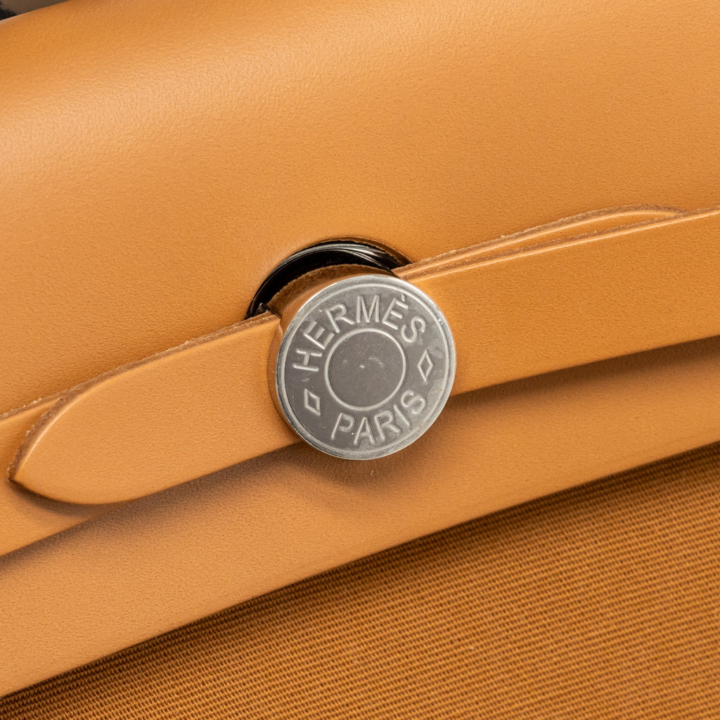 HERMES HERBAG 31 ZIP BAG CANVAS/VACHE HUNTER NATURAL SHW