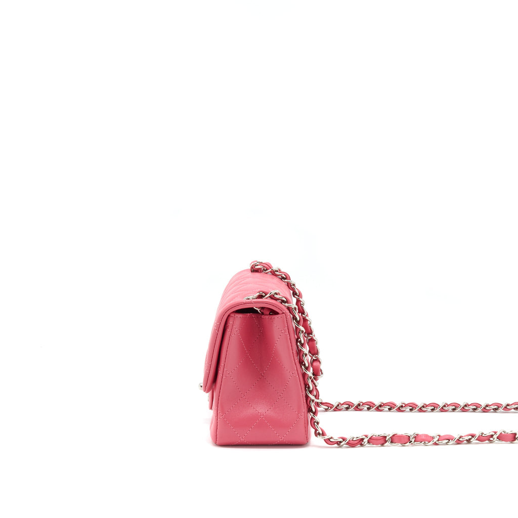 CHANEL MINI SQUARE FLAP BAG LAMBSKIN PINK SHW
