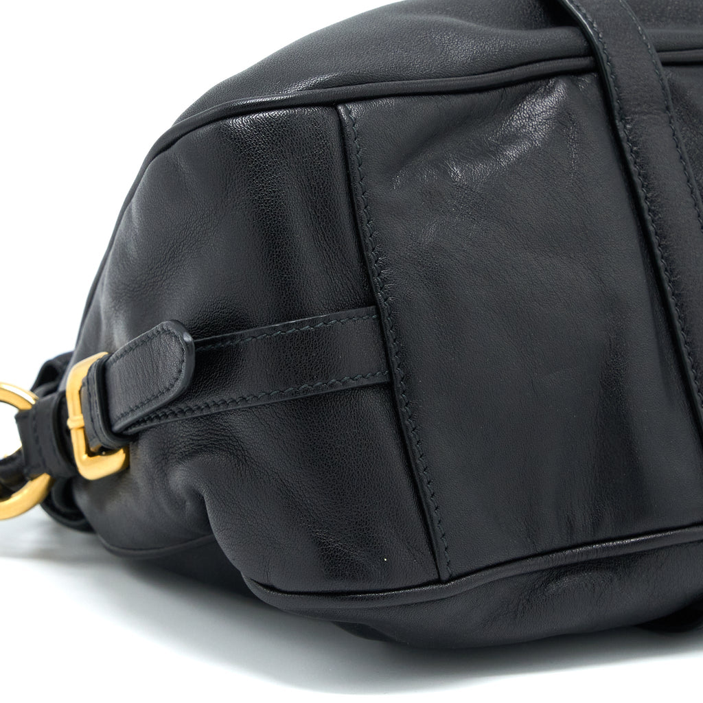 PRADA BAULETTO TOTE BAG SOFT CALFSKIN BLACK GHW