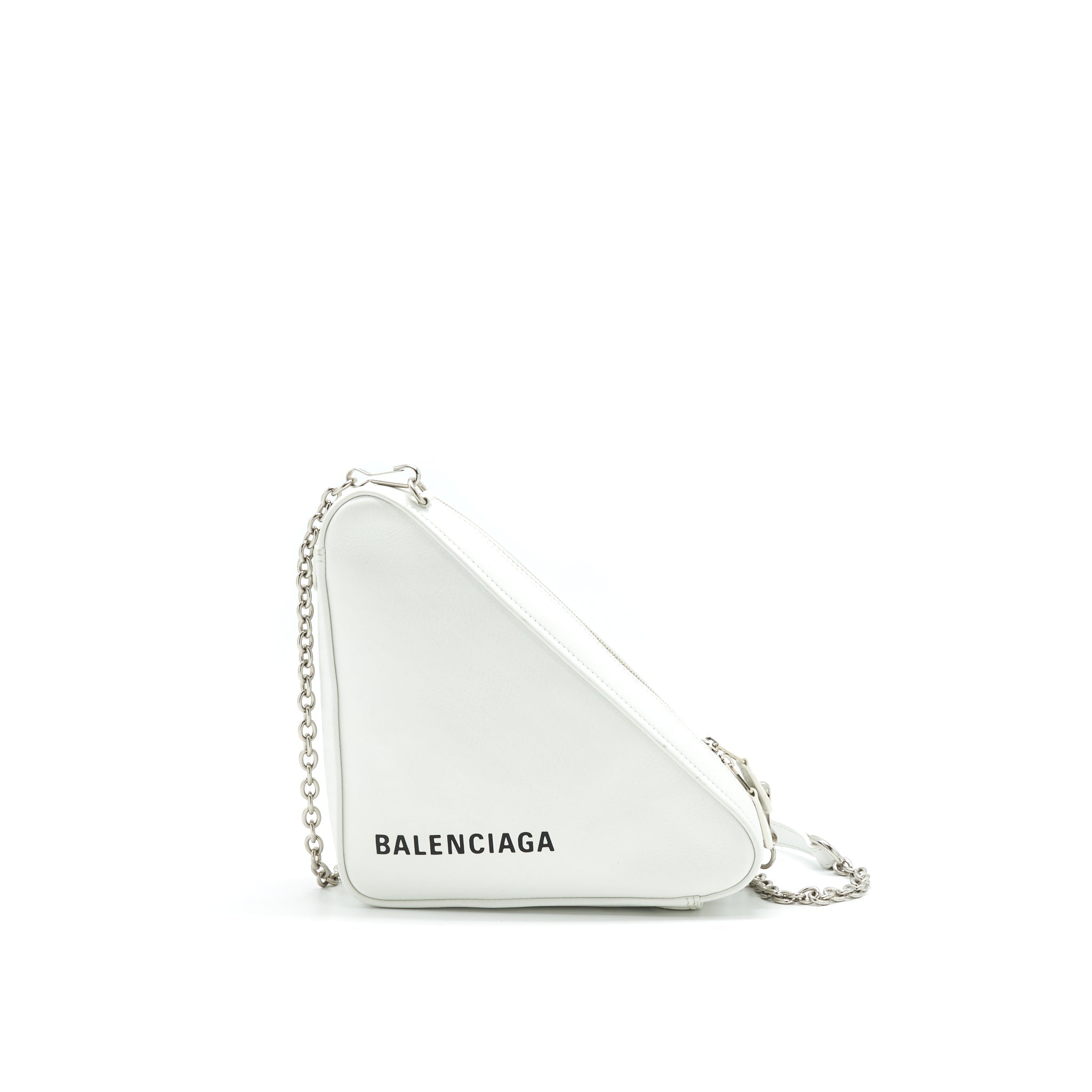 BALENCIAGA TRIANGLE MINI CHAIN CROSSBODY BAG WHITE