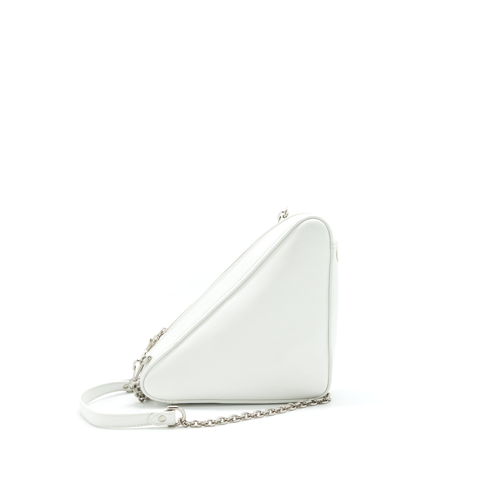 BALENCIAGA TRIANGLE MINI CHAIN CROSSBODY BAG WHITE