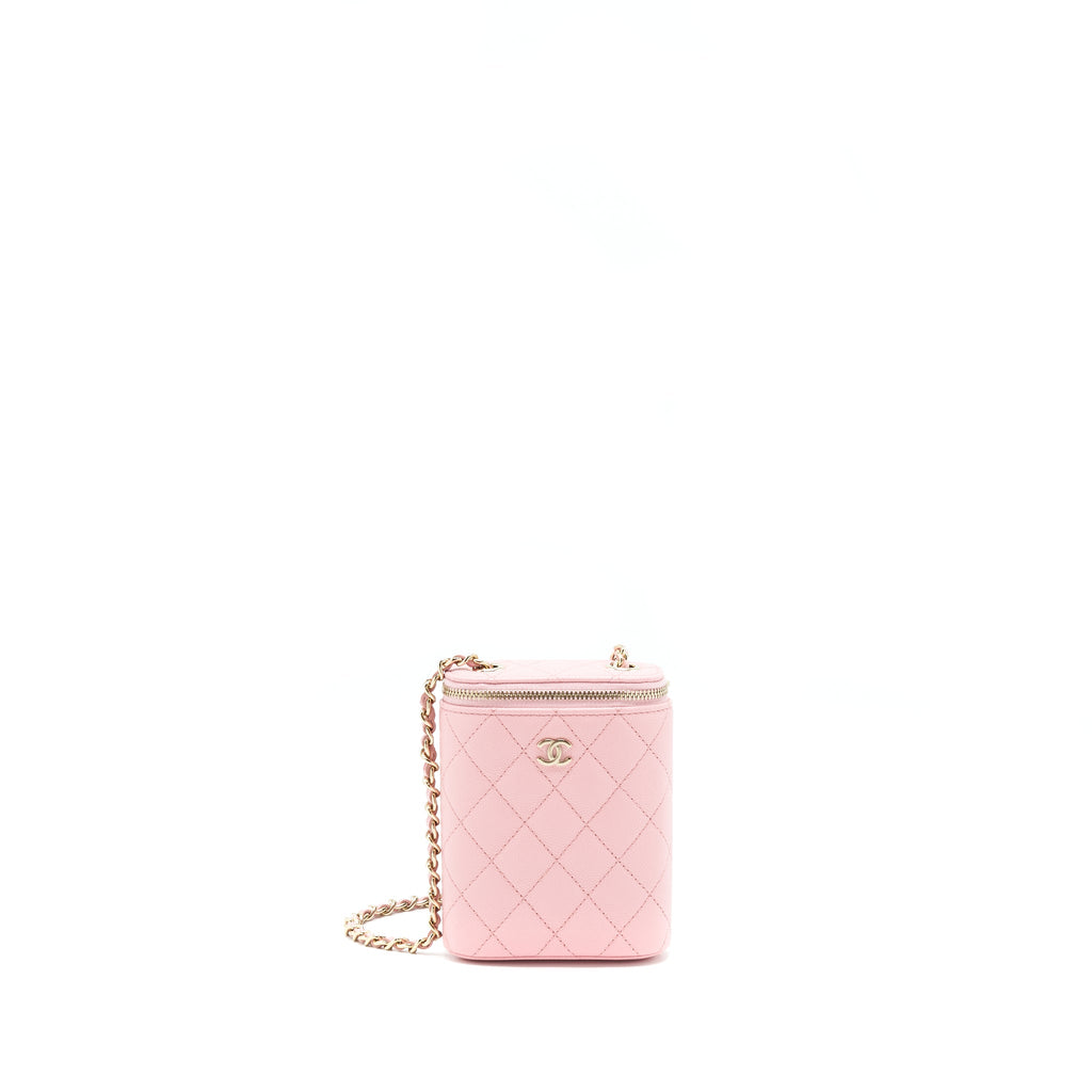 CHANEL 22C VERTICAL VANITY ON CHAIN CAVIAR SAKURA PINK LGHW