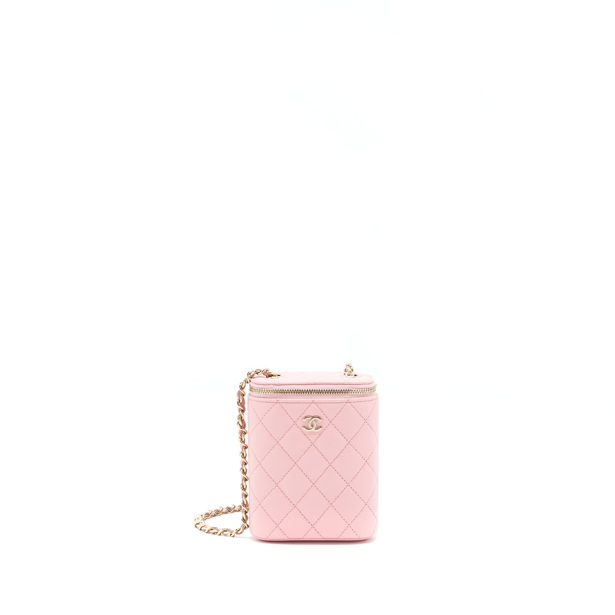 CHANEL 22C VERTICAL VANITY ON CHAIN CAVIAR SAKURA PINK LGHW