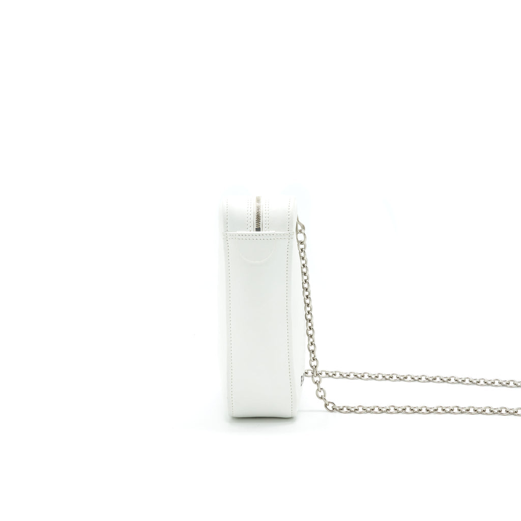 BALENCIAGA TRIANGLE MINI CHAIN CROSSBODY BAG WHITE