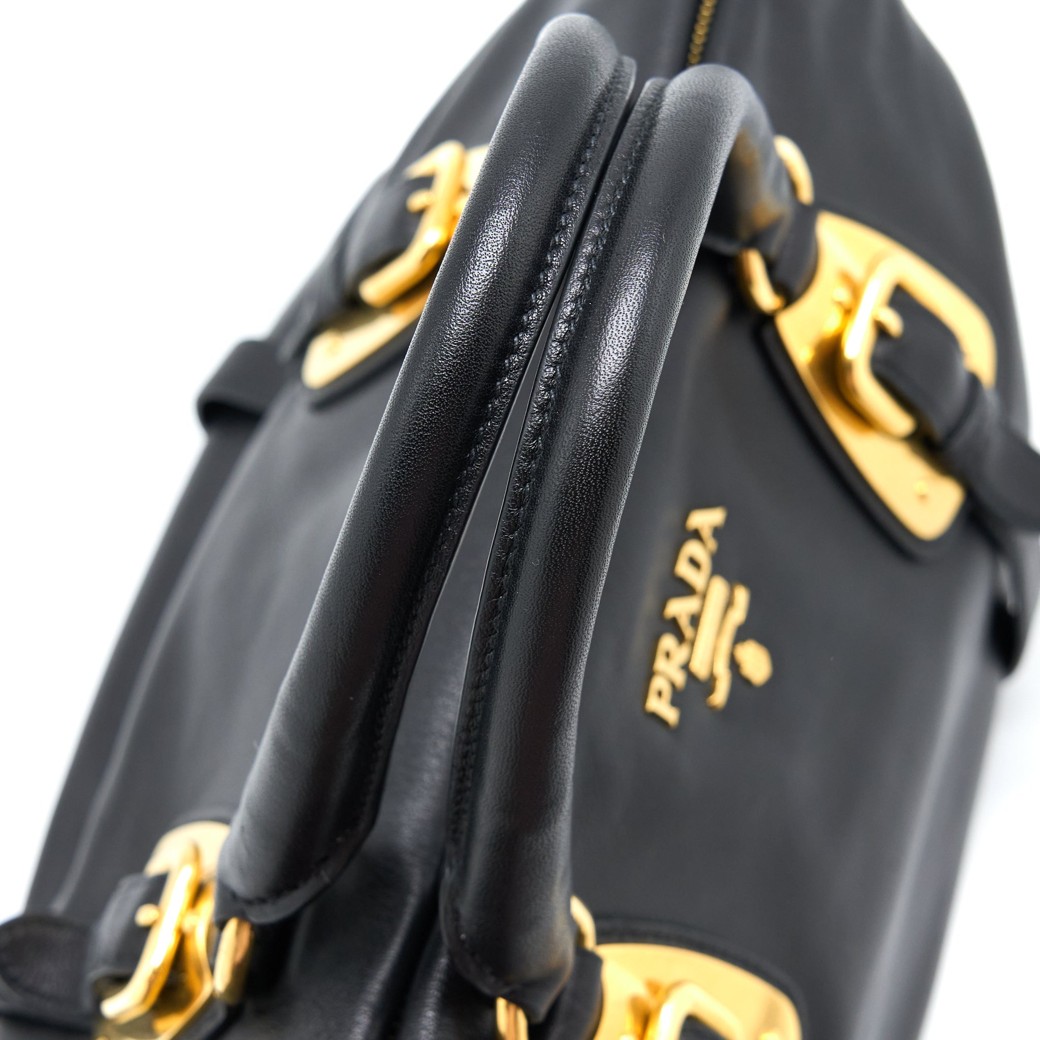 PRADA BAULETTO TOTE BAG SOFT CALFSKIN BLACK GHW