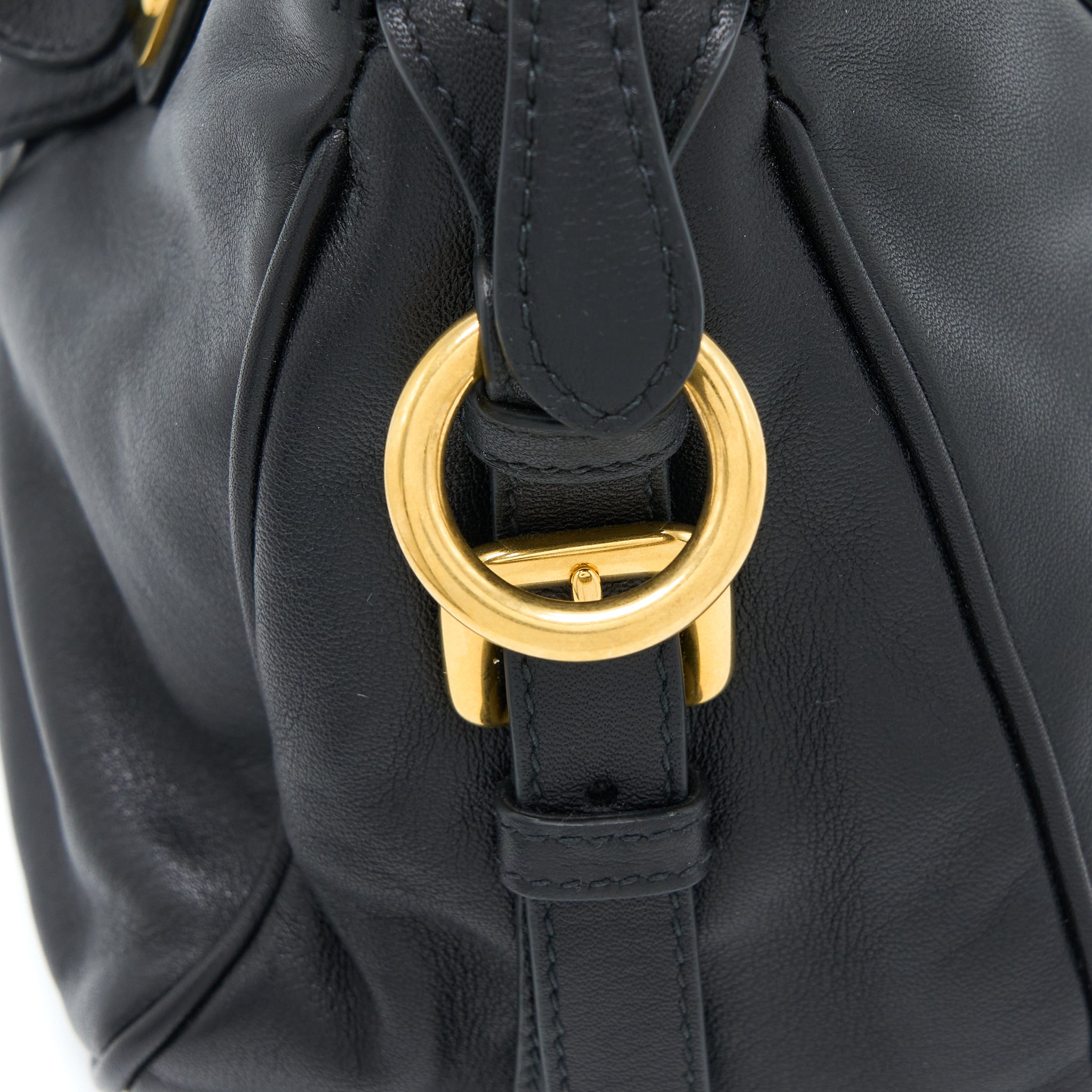 PRADA BAULETTO TOTE BAG SOFT CALFSKIN BLACK GHW