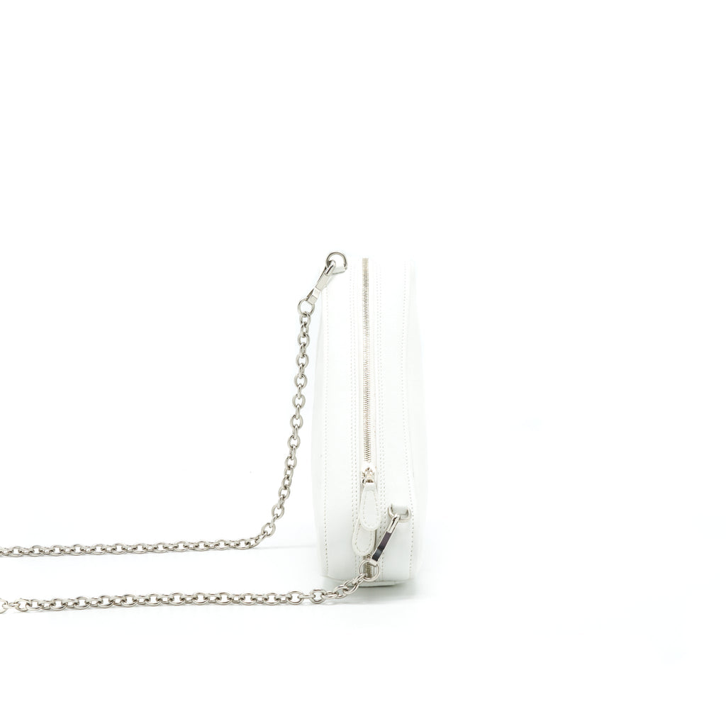 BALENCIAGA TRIANGLE MINI CHAIN CROSSBODY BAG WHITE