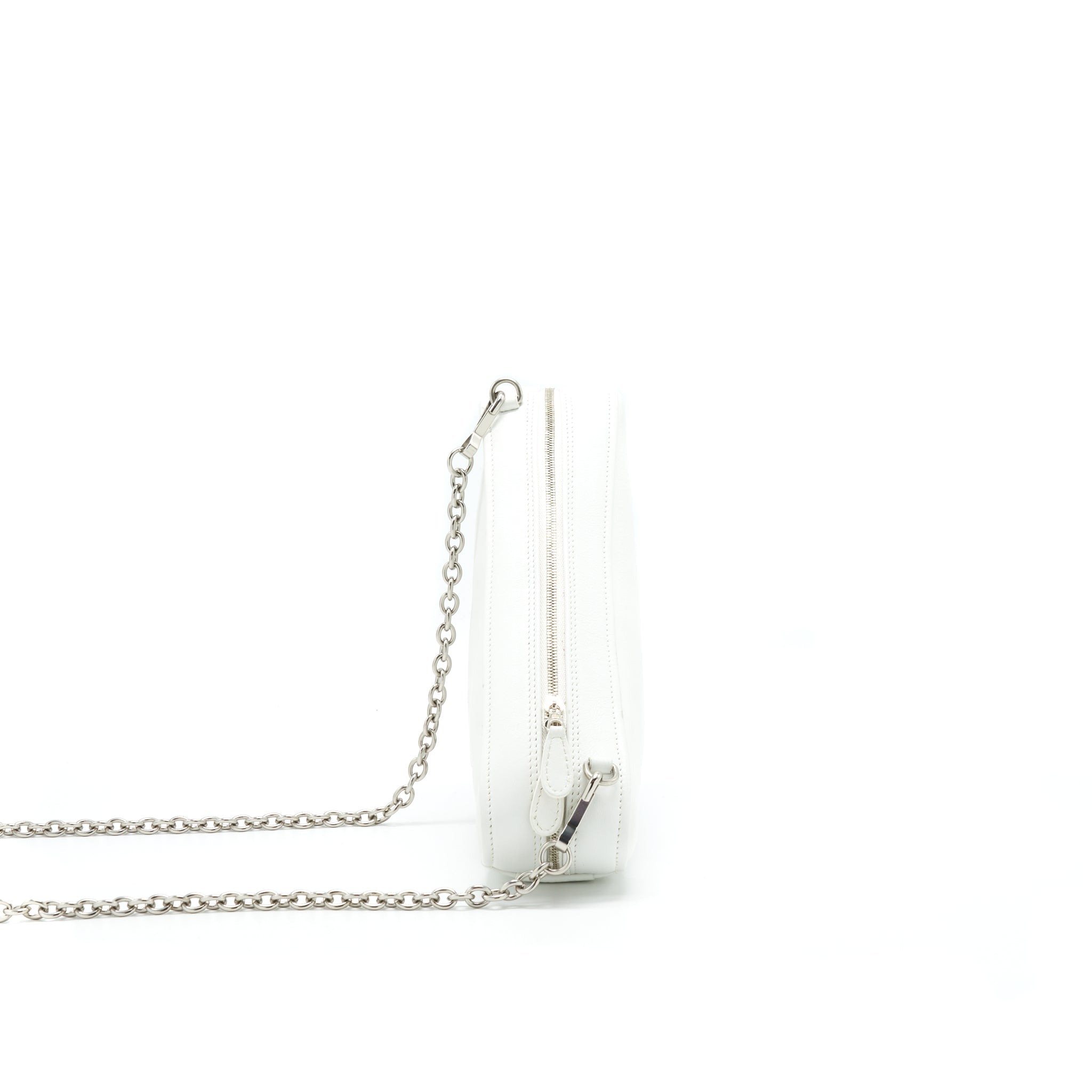 BALENCIAGA TRIANGLE MINI CHAIN CROSSBODY BAG WHITE