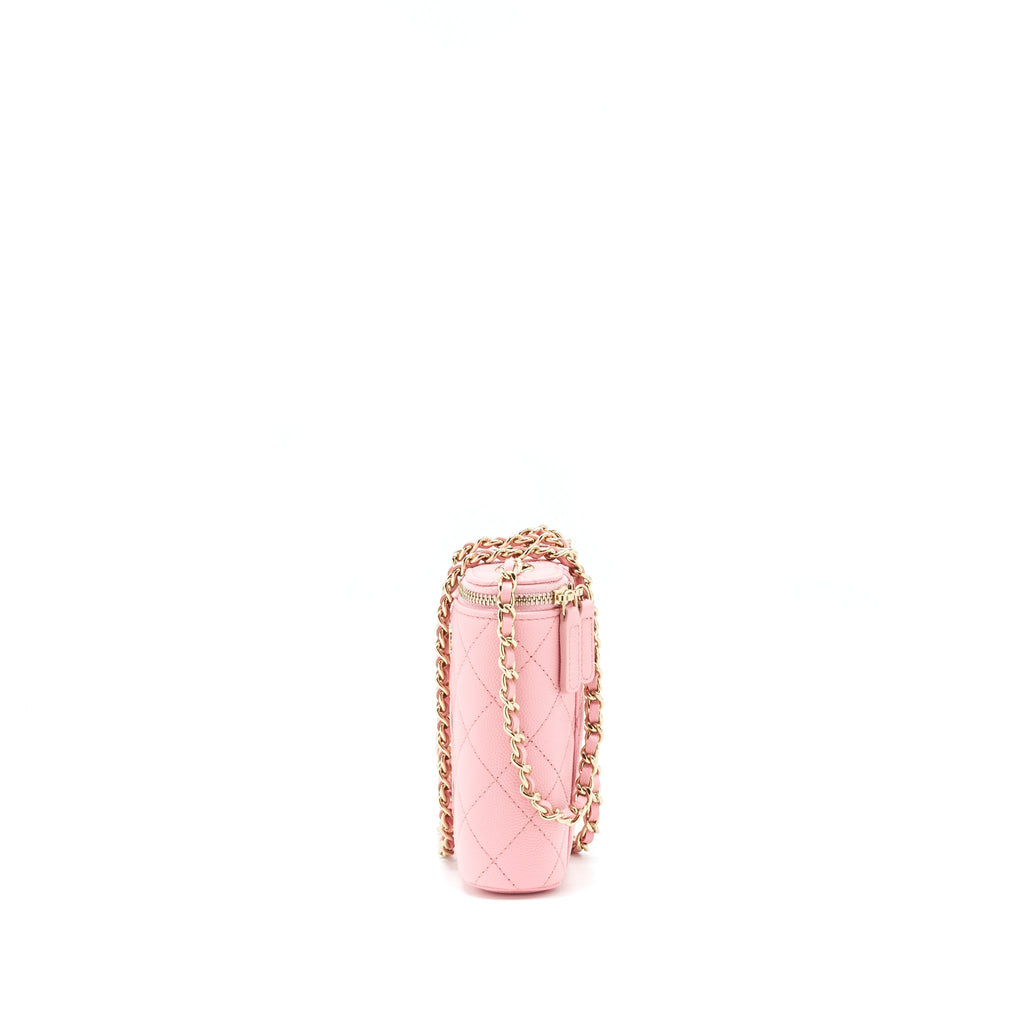 CHANEL 22C VERTICAL VANITY ON CHAIN CAVIAR SAKURA PINK LGHW