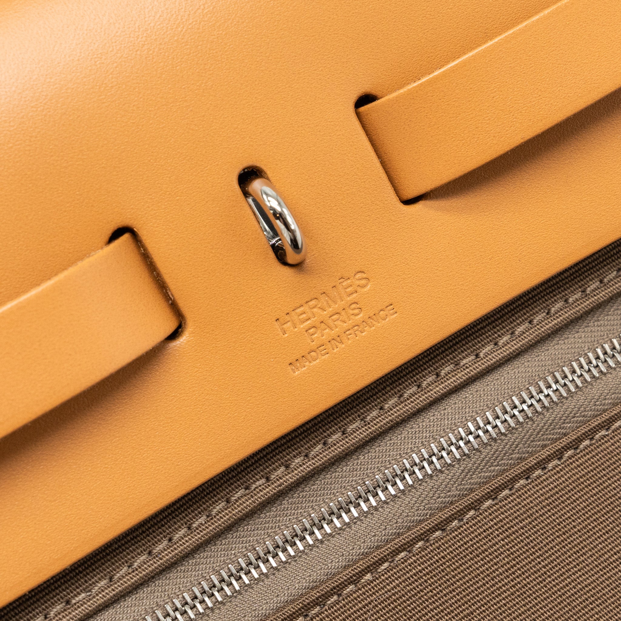 HERMES HERBAG 31 ZIP BAG CANVAS/VACHE HUNTER NATURAL SHW