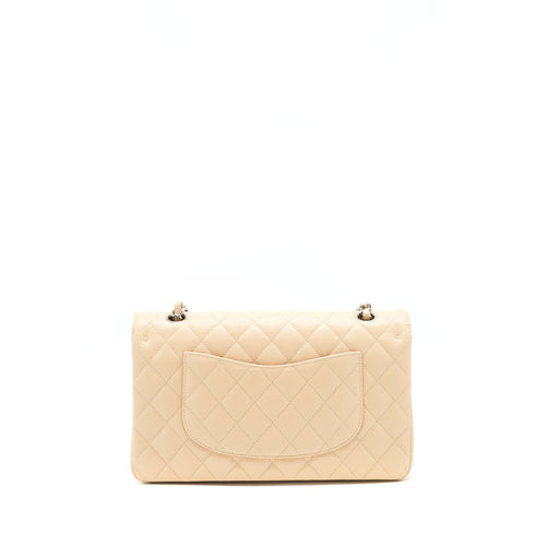 CHANEL MEDIUM CLASSIC DOUBLE FLAP BAG CAVIAR BEIGE SHW