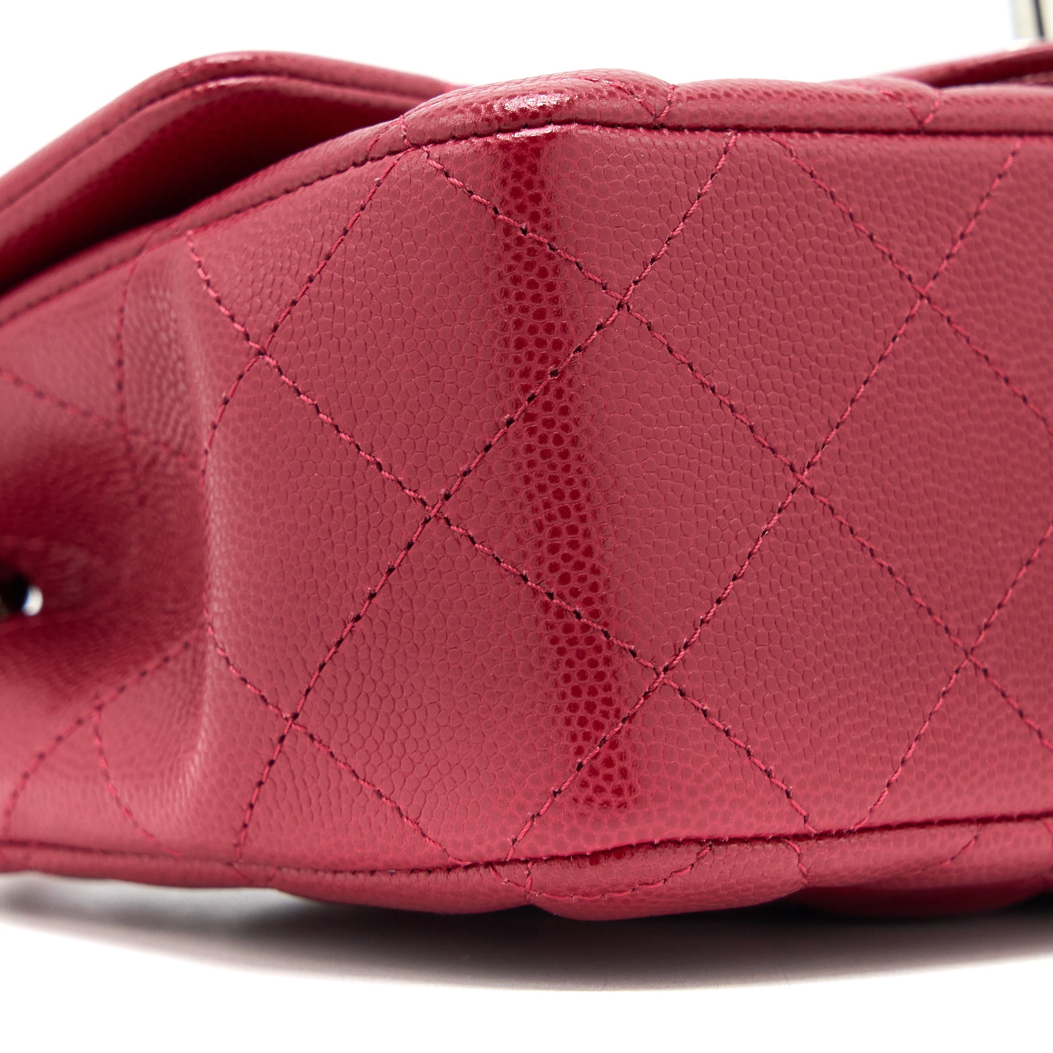 CHANEL 18B CLASSIC MINI RECTANGULAR FLAP BAG CAVIAR DARK PINK SHW