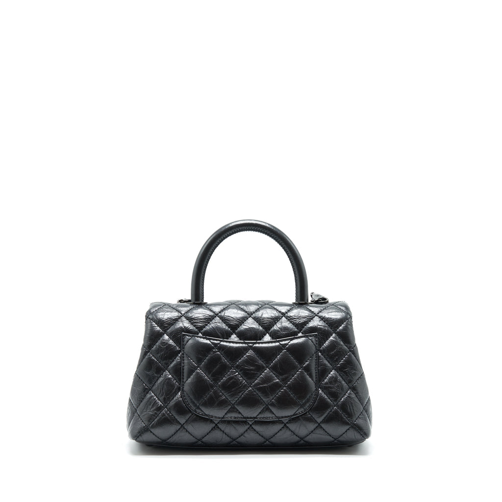 CHANEL SMALL COCO HANDLE AGED CALFSKIN SO BLACK WITH BLACK HARDWARE