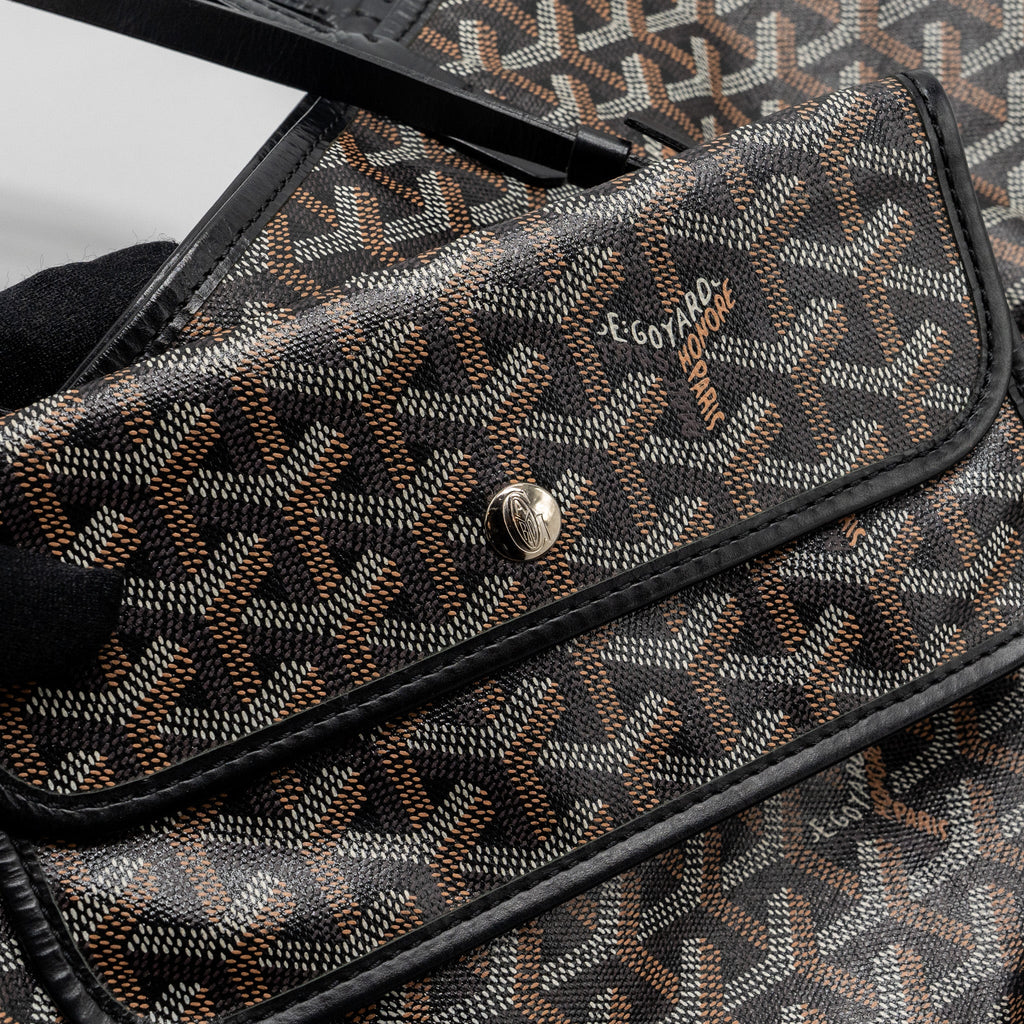 GOYARD SAINT LOUIS PM TOTE BAG GOYARDINE CANVAS BLACK SHW