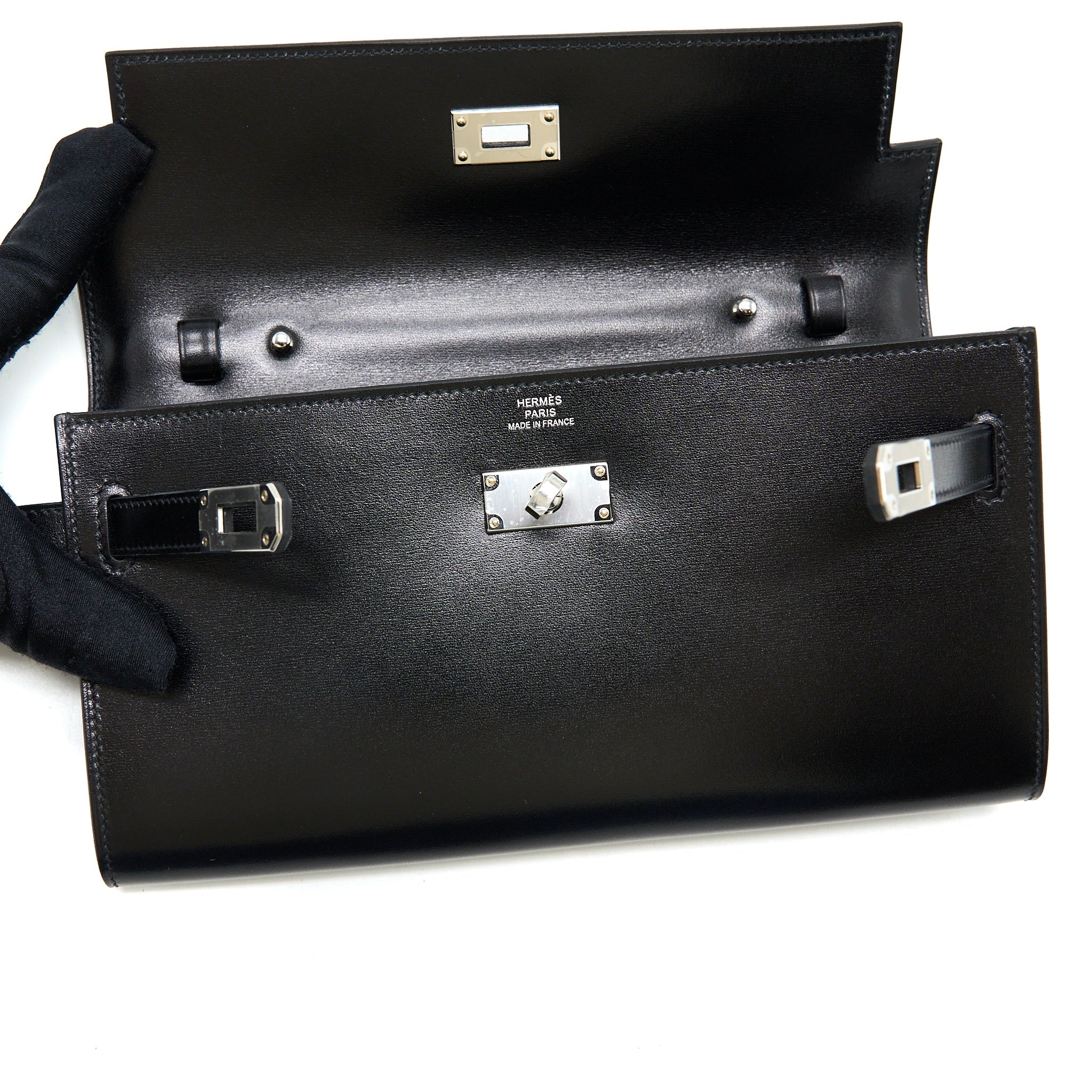 HERMES KELLY TO GO BOX LEATHER BLACK SHW