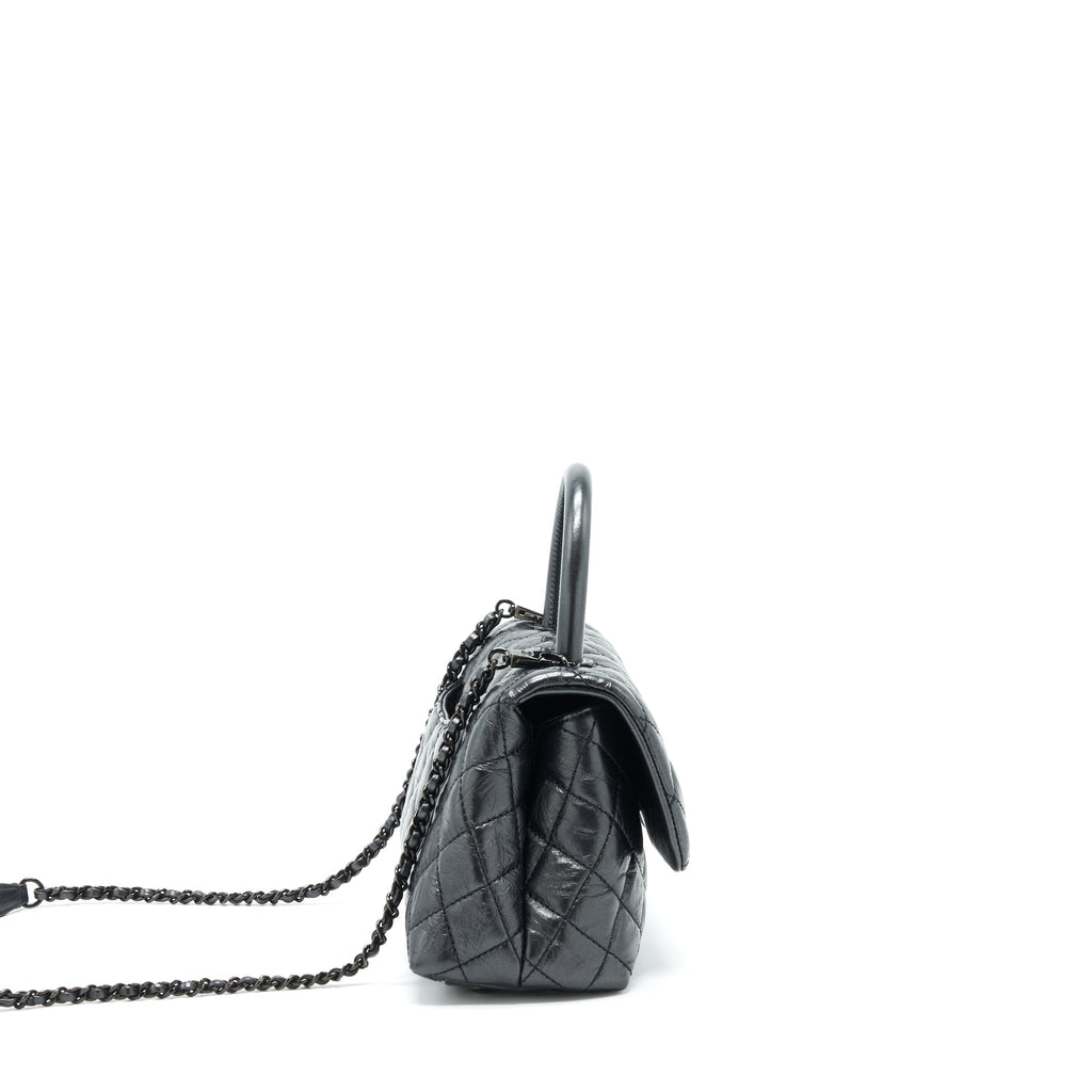 CHANEL SMALL COCO HANDLE AGED CALFSKIN SO BLACK WITH BLACK HARDWARE