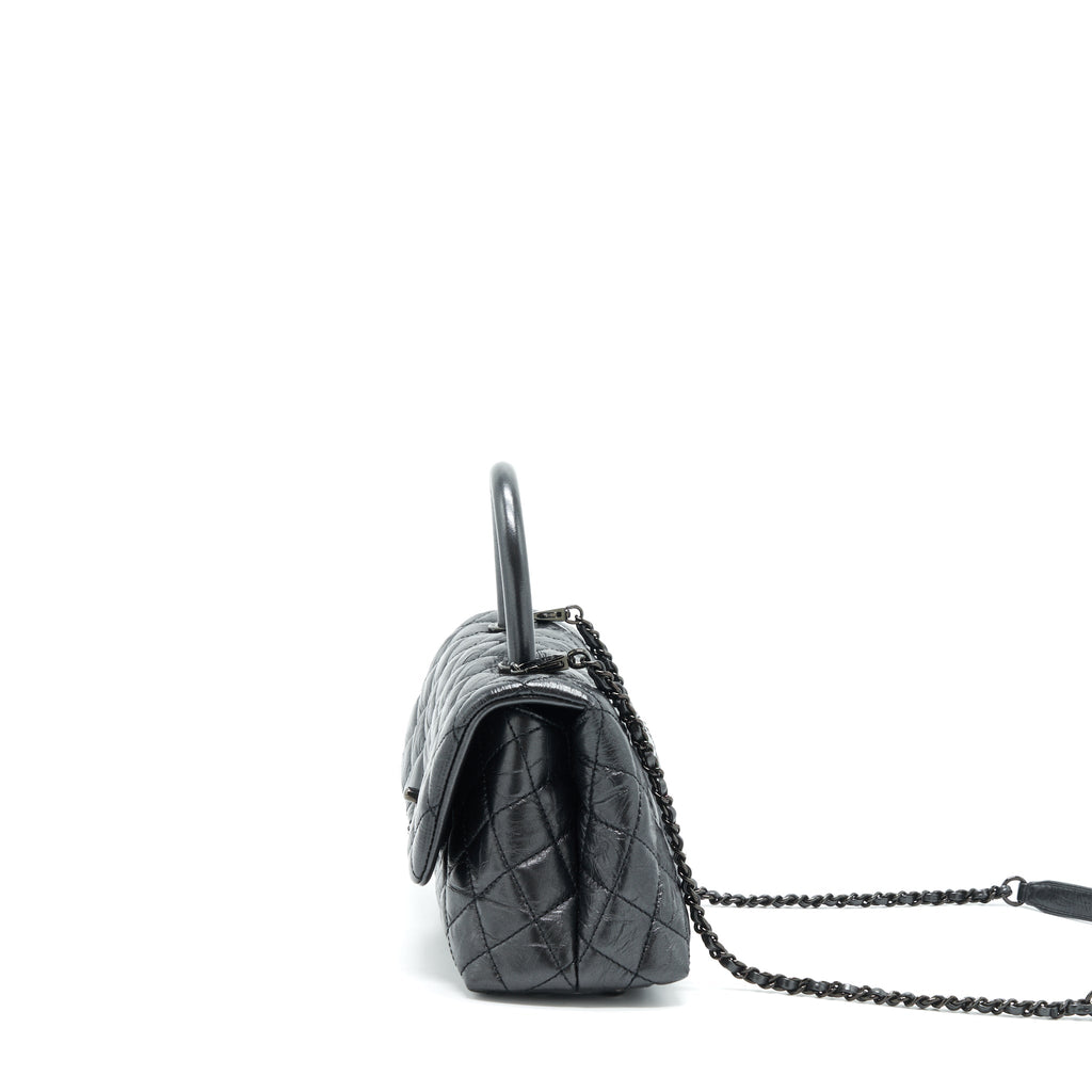 CHANEL SMALL COCO HANDLE AGED CALFSKIN SO BLACK WITH BLACK HARDWARE