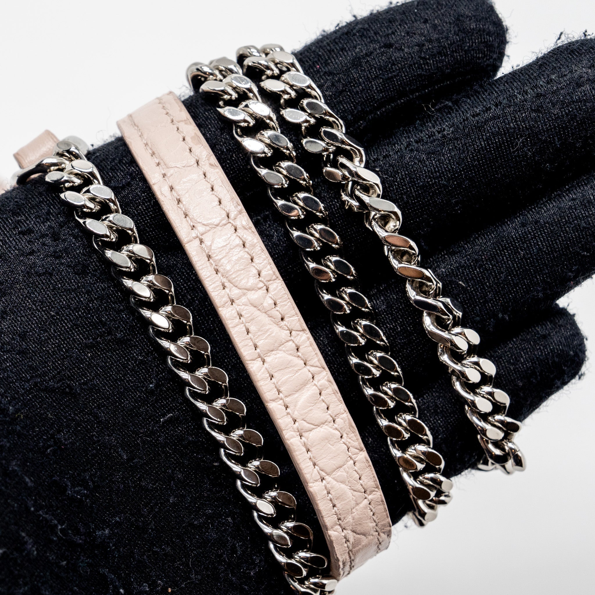 SAINT LAURENT KATE WALLET ON CHAIN CROC EMBOSSED LEATHER LIGHT PINK SHW