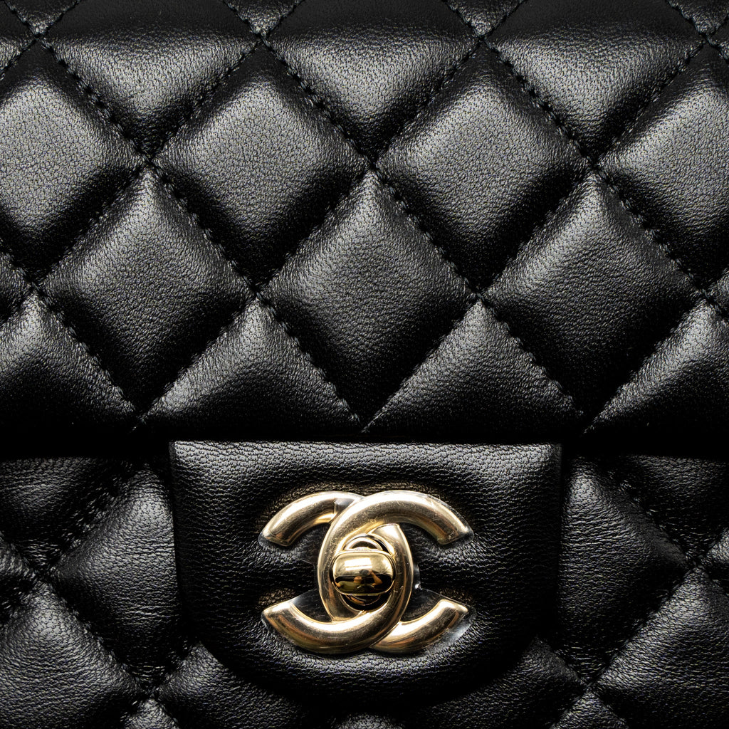 CHANEL CLASSIC MINI RECTANGULAR FLAP BAG LAMBSKIN BLACK LGHW (MICROCHIP)