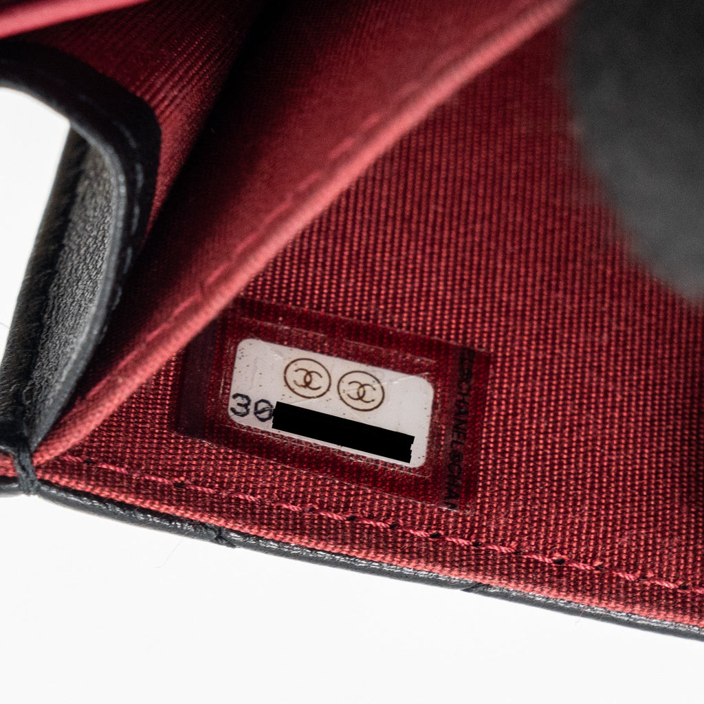 CHANEL 19 FLAP CARD HOLDER WITH CHAIN LAMBSKIN BLACK MULTICOLOR HARDWARE