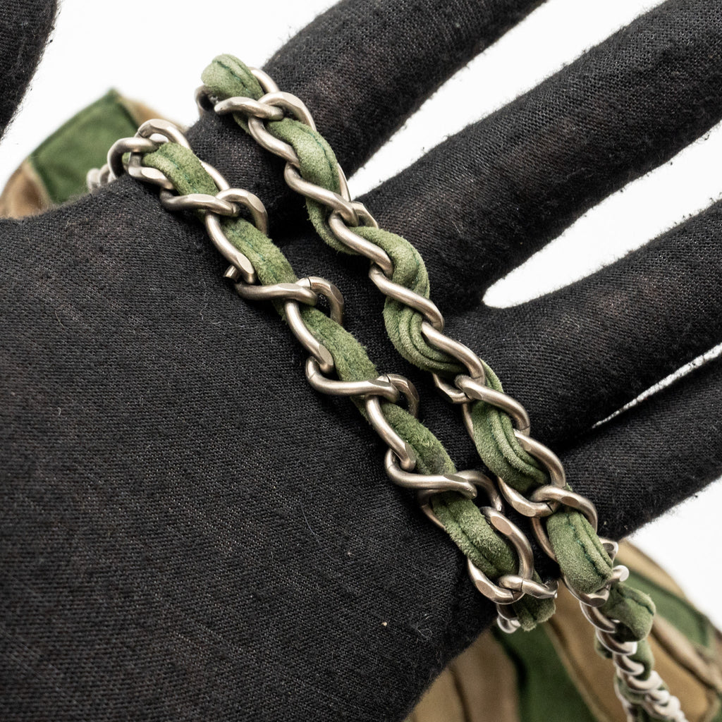 CHANEL 2.55 PATCHWORK SINGLE FLAP BAG SUEDE DARK GREEN SHW