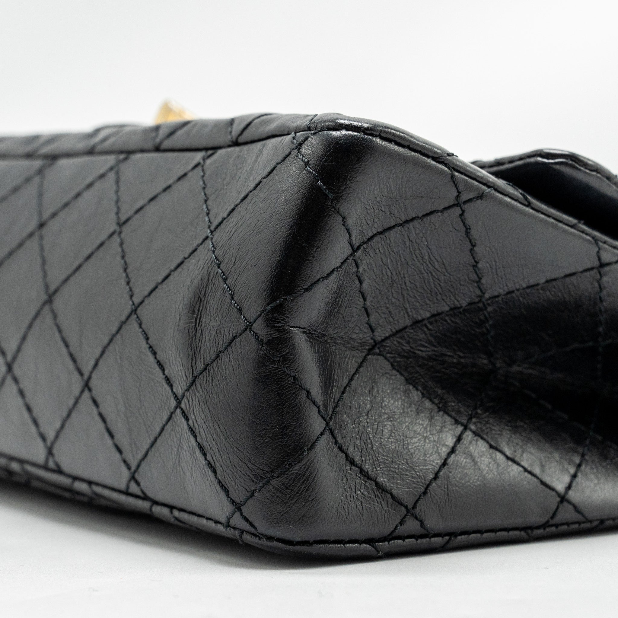 CHANEL SMALL 2.55 225 REISSUE FLAP BAG AGED CALFSKIN BLACK GHW