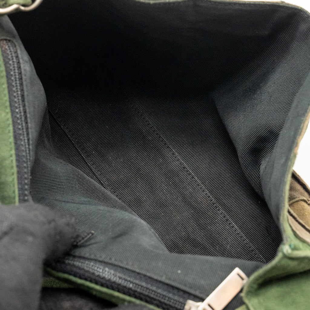 CHANEL 2.55 PATCHWORK SINGLE FLAP BAG SUEDE DARK GREEN SHW