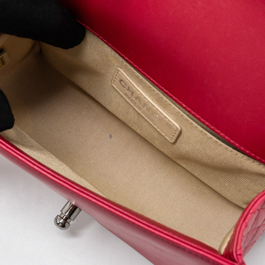 CHANEL SMALL BOY BAG CALFSKIN RED SHW