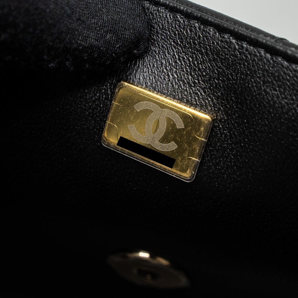 CHANEL CLASSIC MINI RECTANGULAR FLAP BAG LAMBSKIN BLACK LGHW (MICROCHIP)