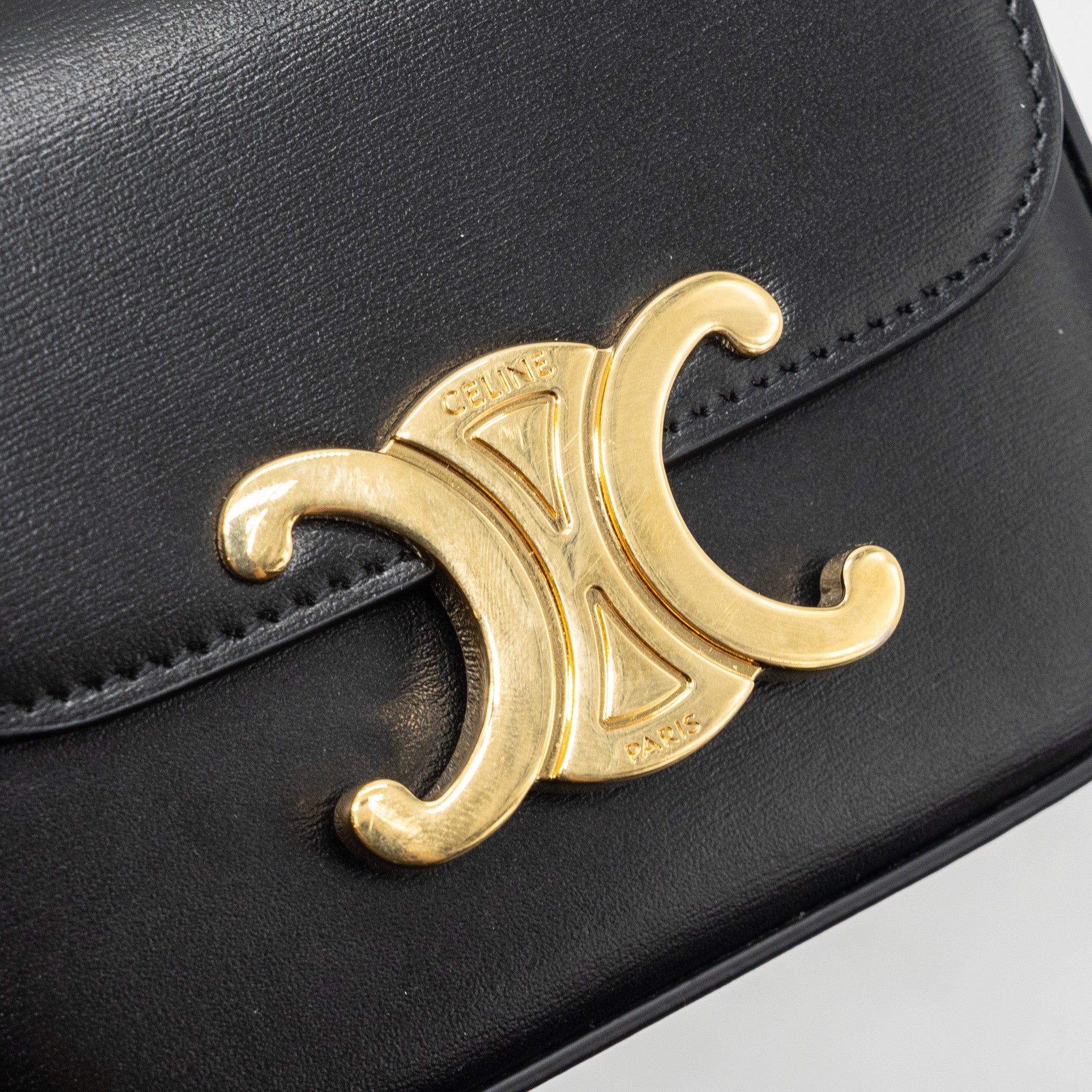 CELINE MINI CLAUDE SHINY CALFSKIN BLACK GHW