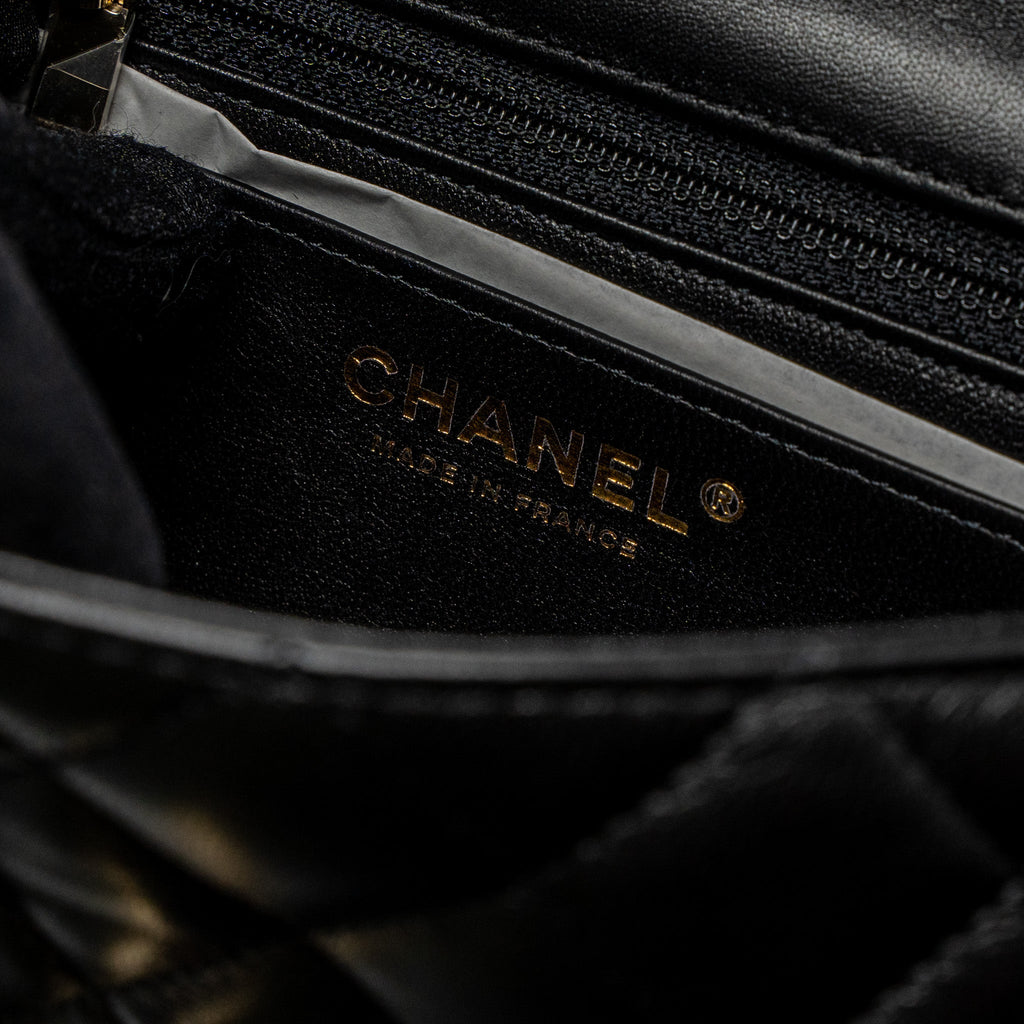 CHANEL CLASSIC MINI RECTANGULAR FLAP BAG LAMBSKIN BLACK LGHW (MICROCHIP)