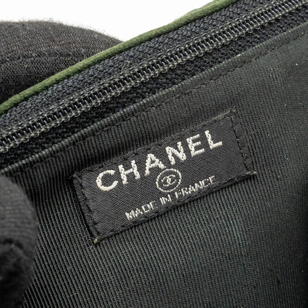 CHANEL 2.55 PATCHWORK SINGLE FLAP BAG SUEDE DARK GREEN SHW