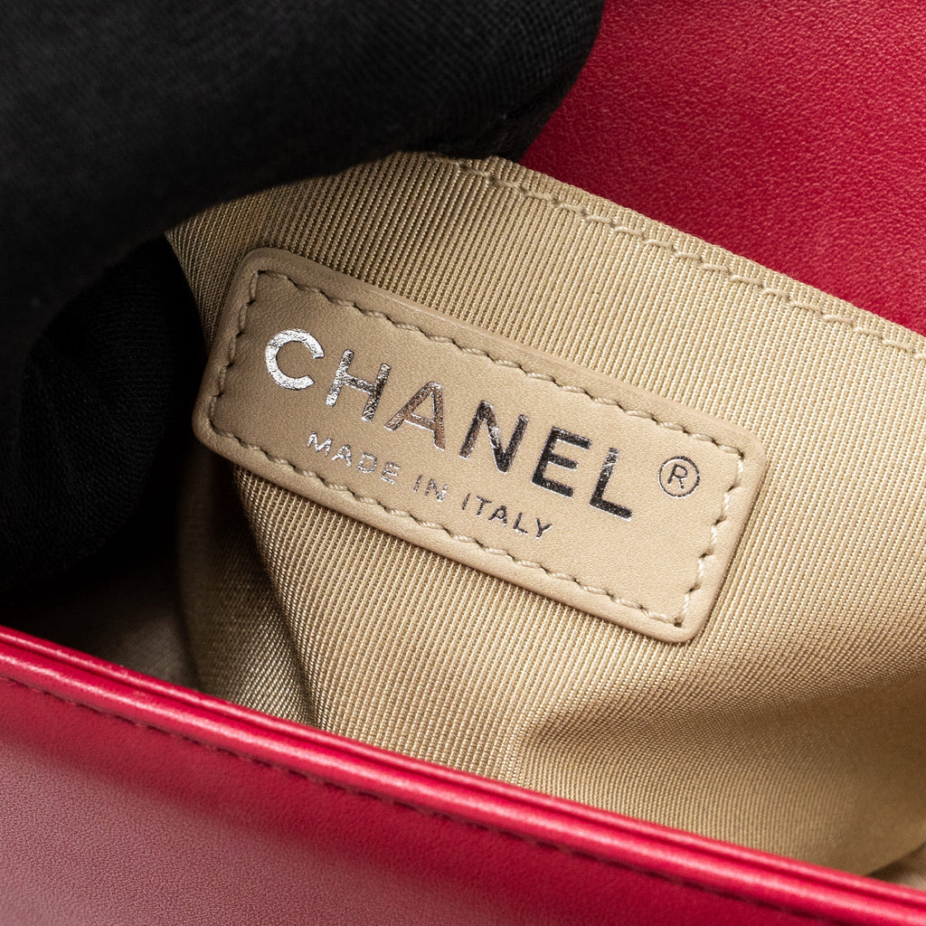 CHANEL SMALL BOY BAG CALFSKIN RED SHW
