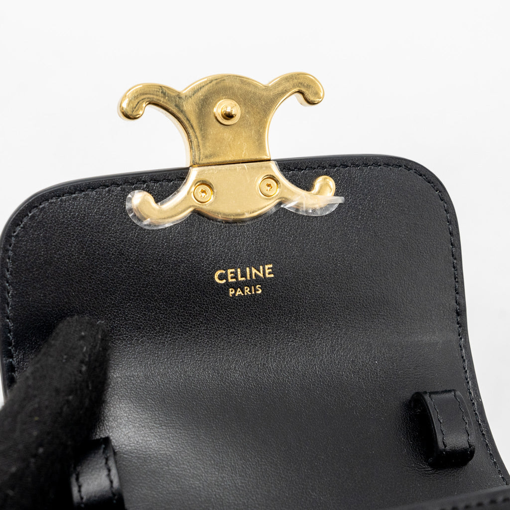 CELINE MINI CLAUDE SHINY CALFSKIN BLACK GHW