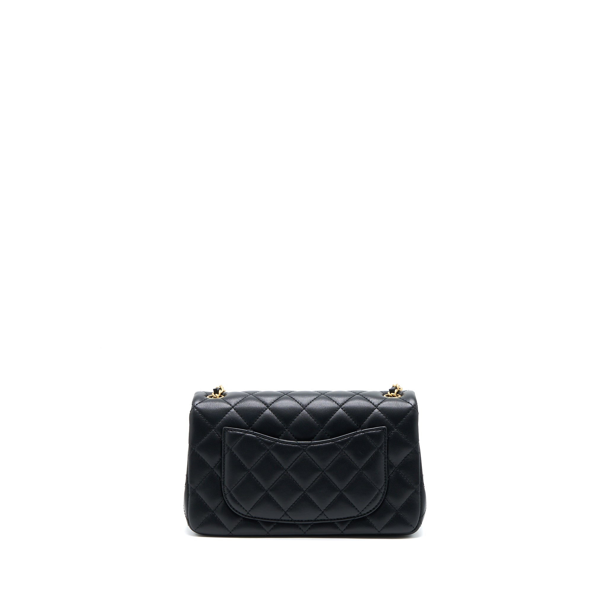 CHANEL 23C PEARL CRUSH MINI RECTANGULAR FLAP BAG LAMBSKIN BLACK BRUSHED GHW (MICROCHIP)