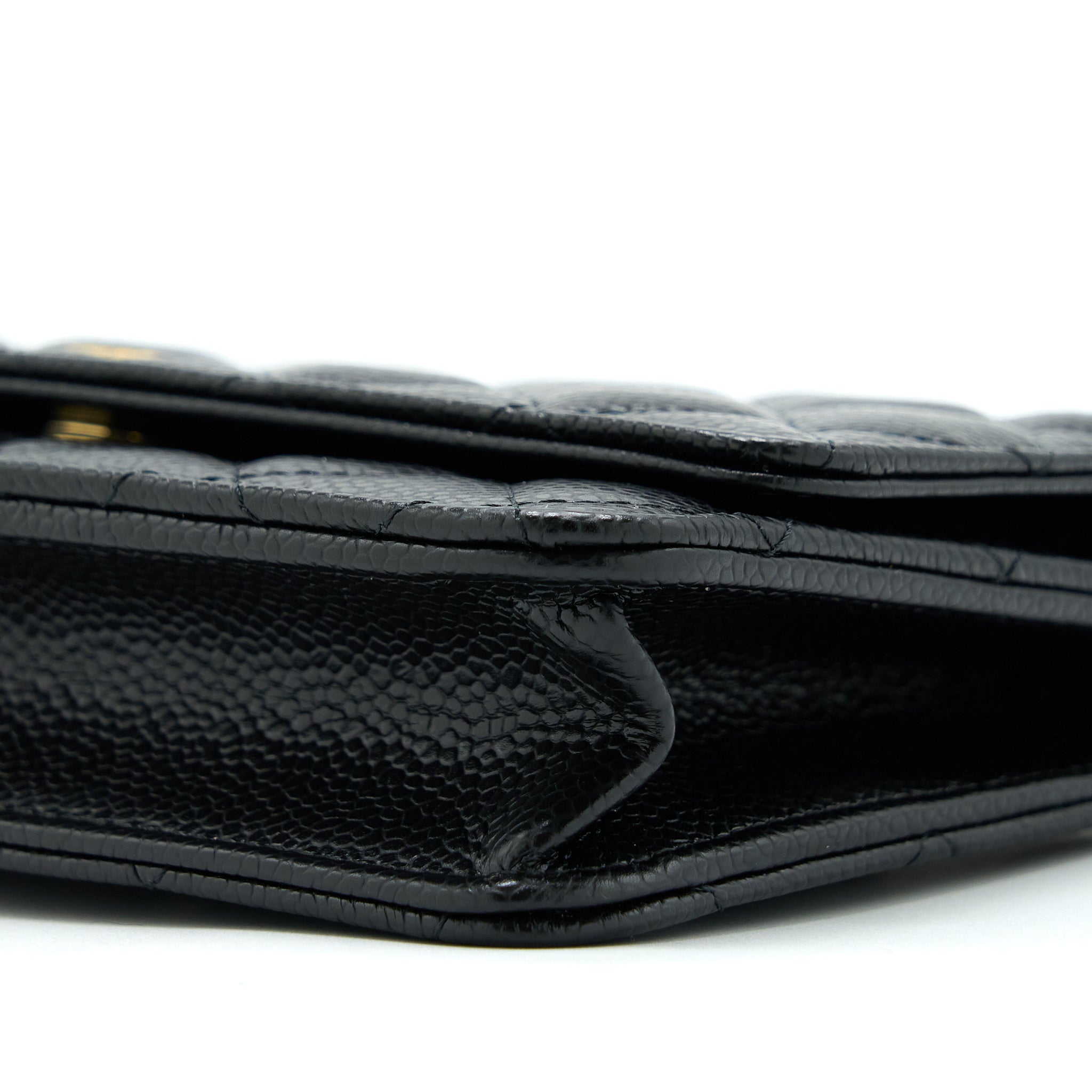 CHANEL CLASSIC WALLET ON CHAIN CAVIAR BLACK GHW (MICROCHIP)