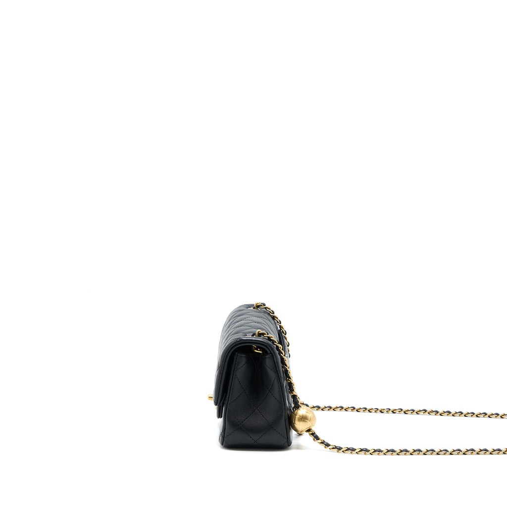 CHANEL 23C PEARL CRUSH MINI RECTANGULAR FLAP BAG LAMBSKIN BLACK BRUSHED GHW (MICROCHIP)
