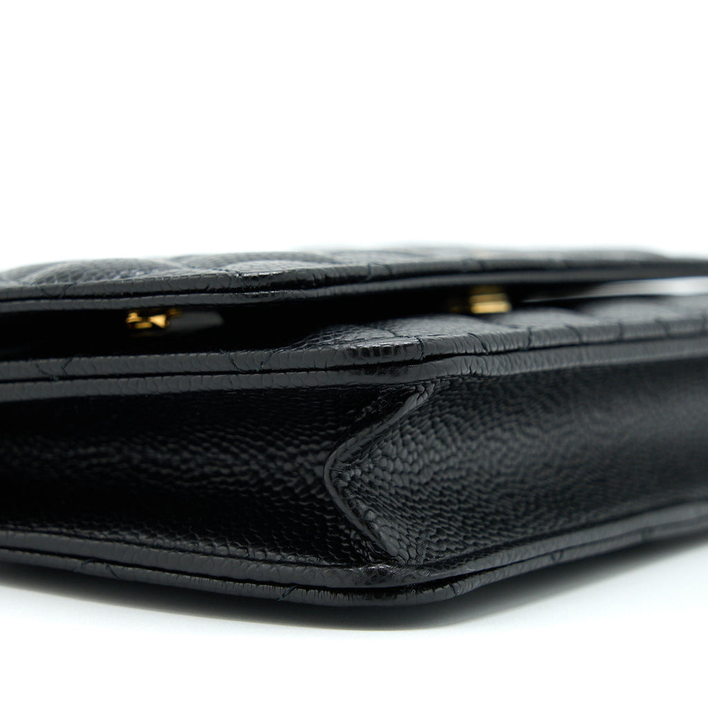 CHANEL CLASSIC WALLET ON CHAIN CAVIAR BLACK GHW (MICROCHIP)