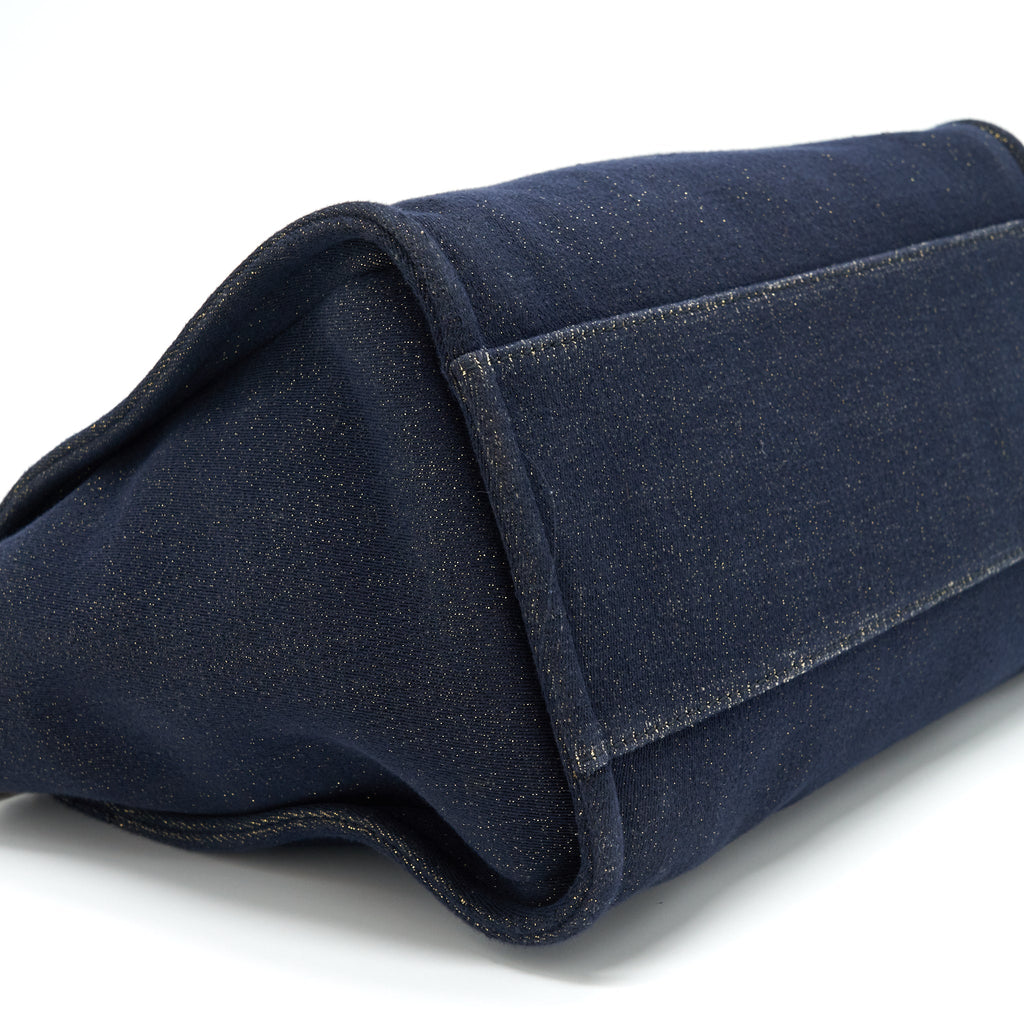 CHANEL DEAUVILLE TOTE BAG DENIM DARK BLUE/GOLD GHW