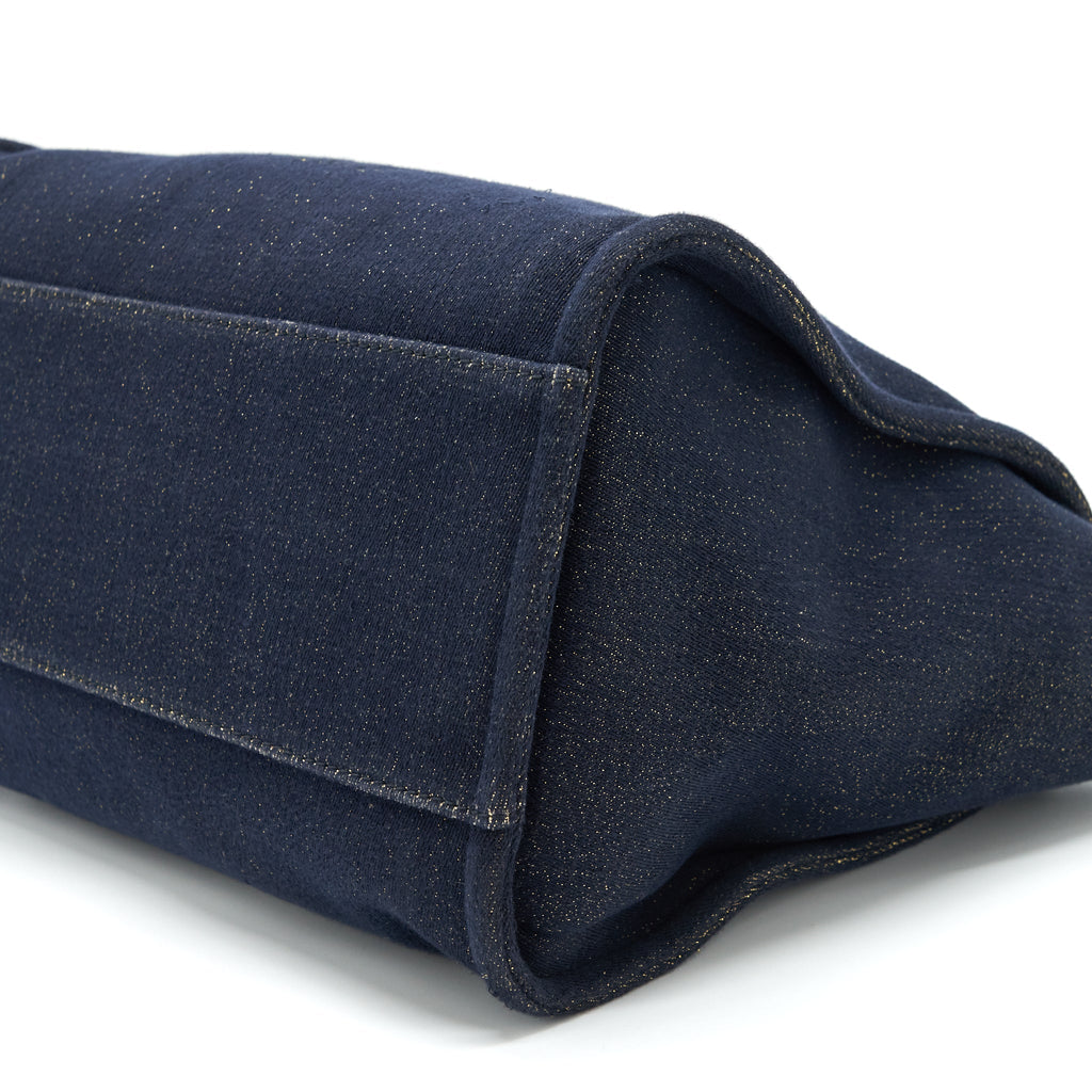 CHANEL DEAUVILLE TOTE BAG DENIM DARK BLUE/GOLD GHW