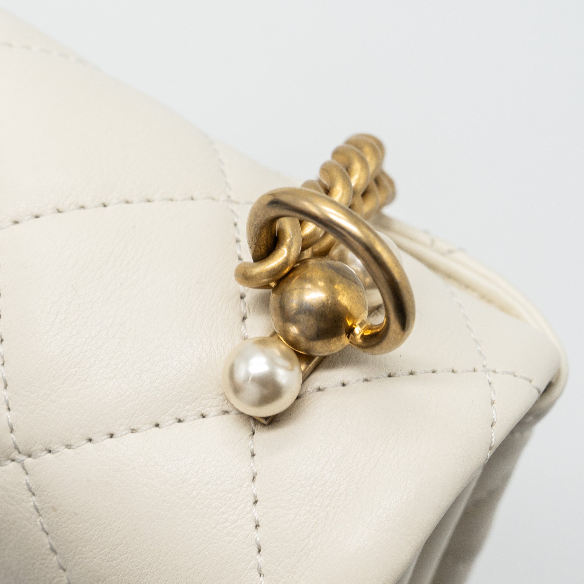 CHANEL QUILTED MINI FLAP BAG CALFSKIN WHITE GHW