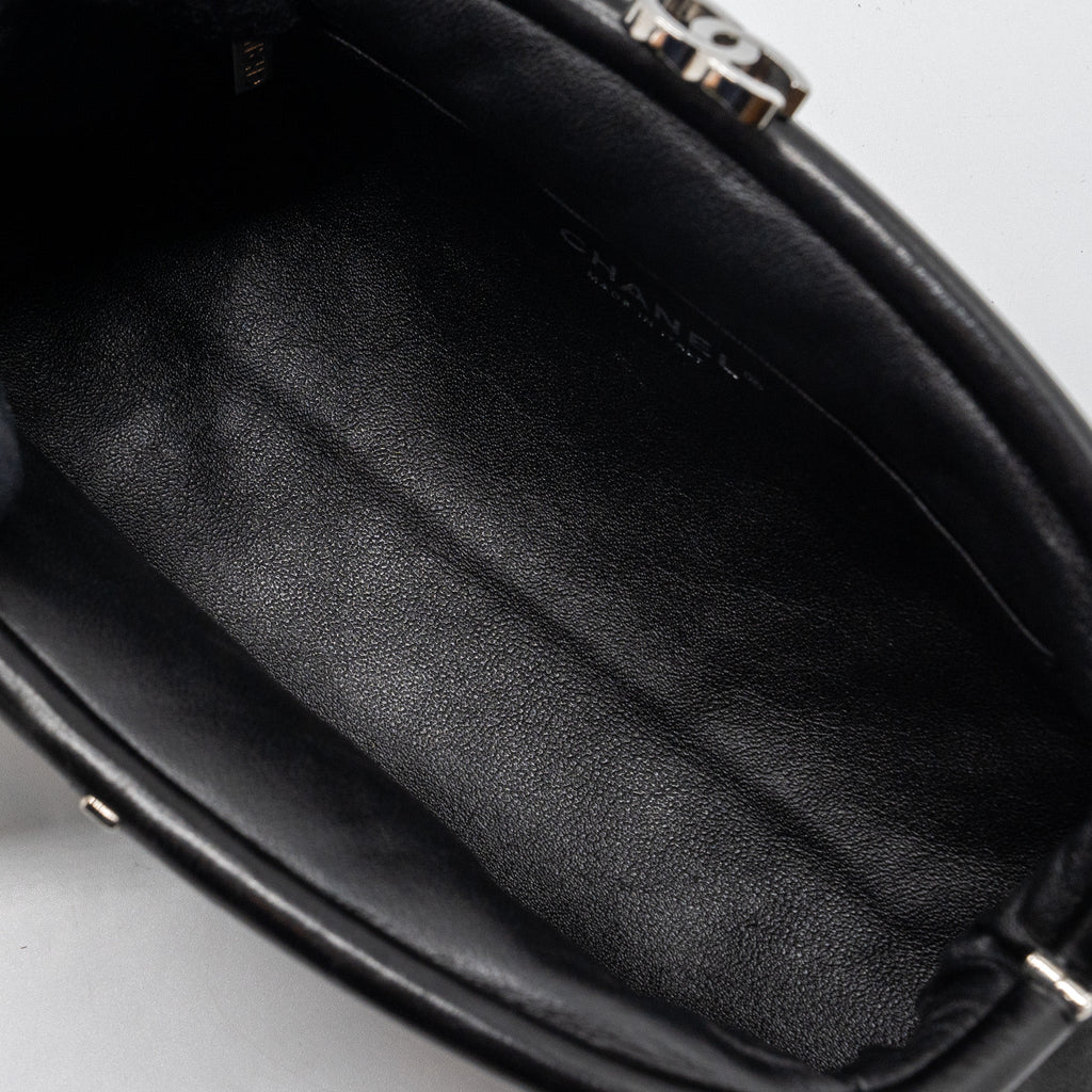 CHANEL TIMELESS KISS LOCK CLUTCH EVENING BAG LAMBSKIN BLACK SHW