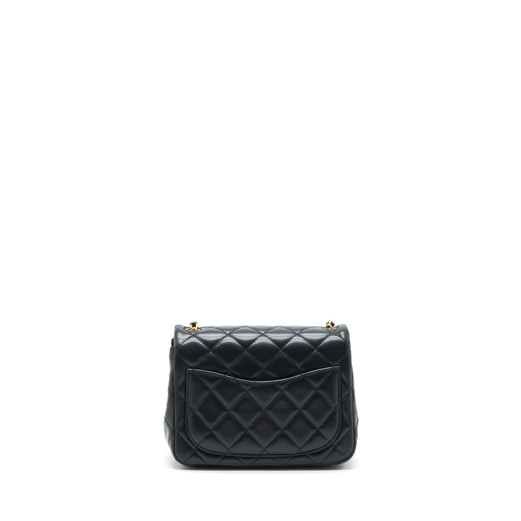 CHANEL 22S PEARL CRUSH MINI SQUARE FLAP BAG LAMBSKIN BLACK GHW (MICROCHIP)