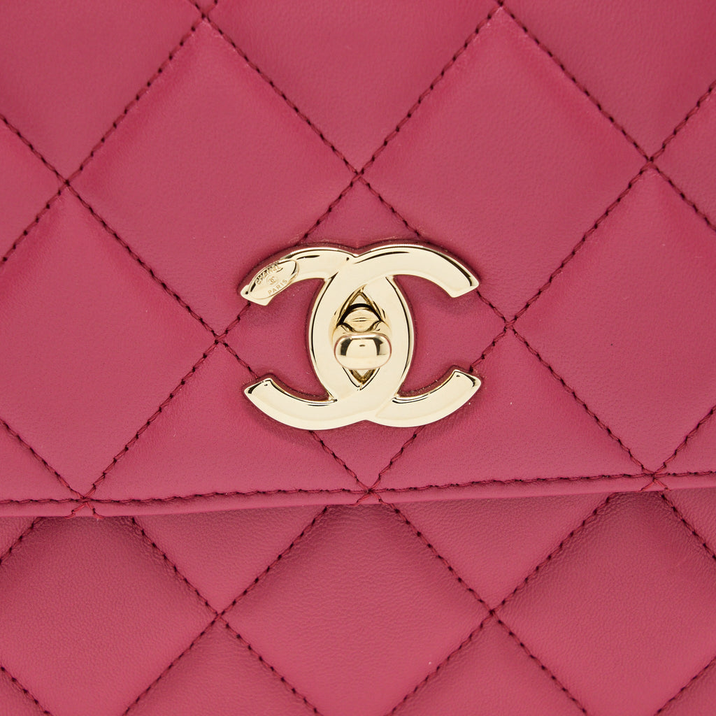 CHANEL TOP HANDLE TRENDY CC FLAP BAG LAMBSKIN PINK LGHW