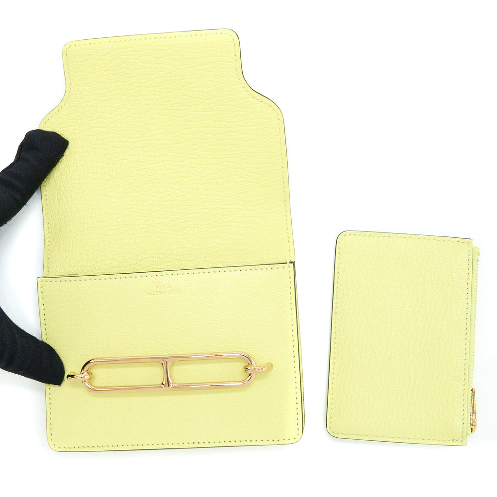 HERMES ROULIS SLIM MYSORE GOATSKIN R9 JAUNE BOURGEON LGHW