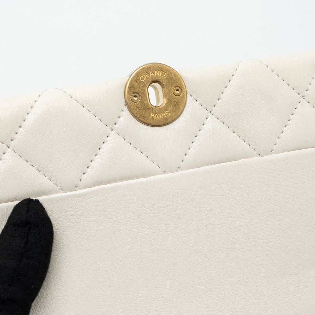 CHANEL QUILTED MINI FLAP BAG CALFSKIN WHITE GHW