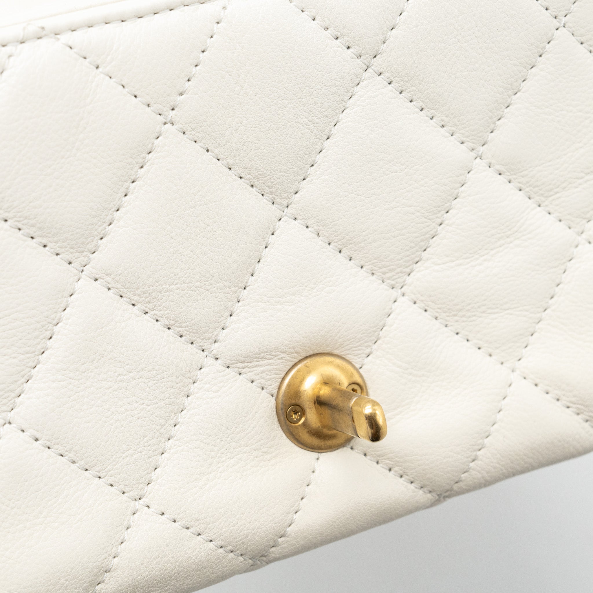 CHANEL QUILTED MINI FLAP BAG CALFSKIN WHITE GHW
